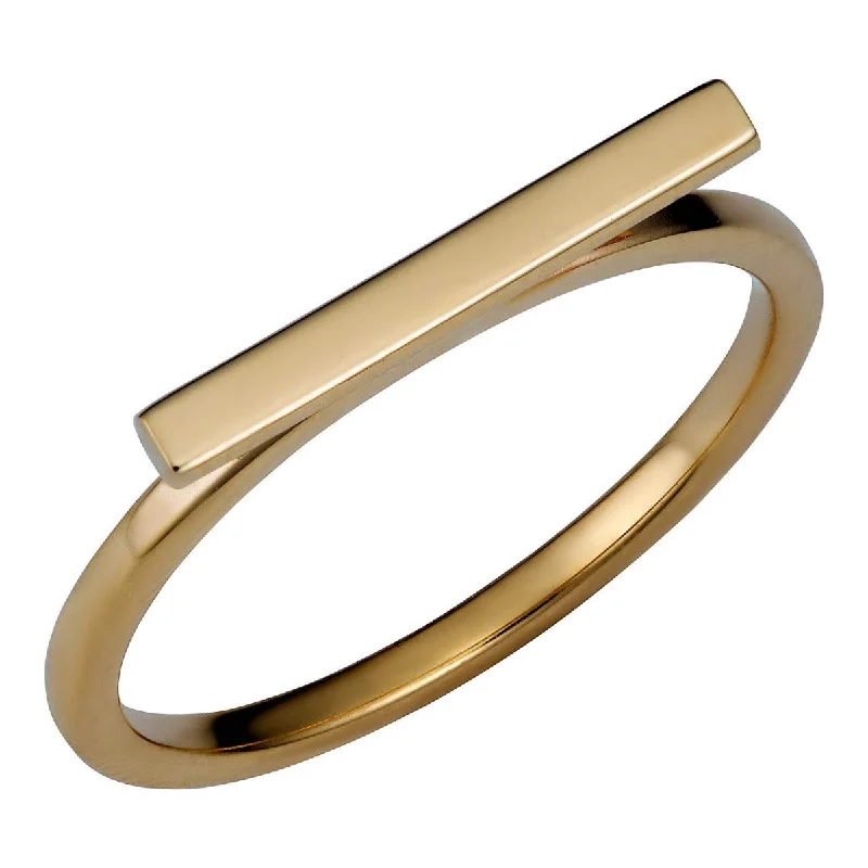 women's engagement ring with asymmetrical style -10KT Yellow Gold Fashion Horizontal Bar Ring