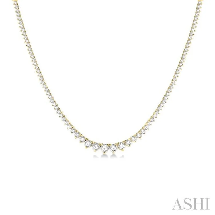 women's diamond necklace -5 Ctw Riviera Round Cut Diamond Necklace in 14K Yellow Gold