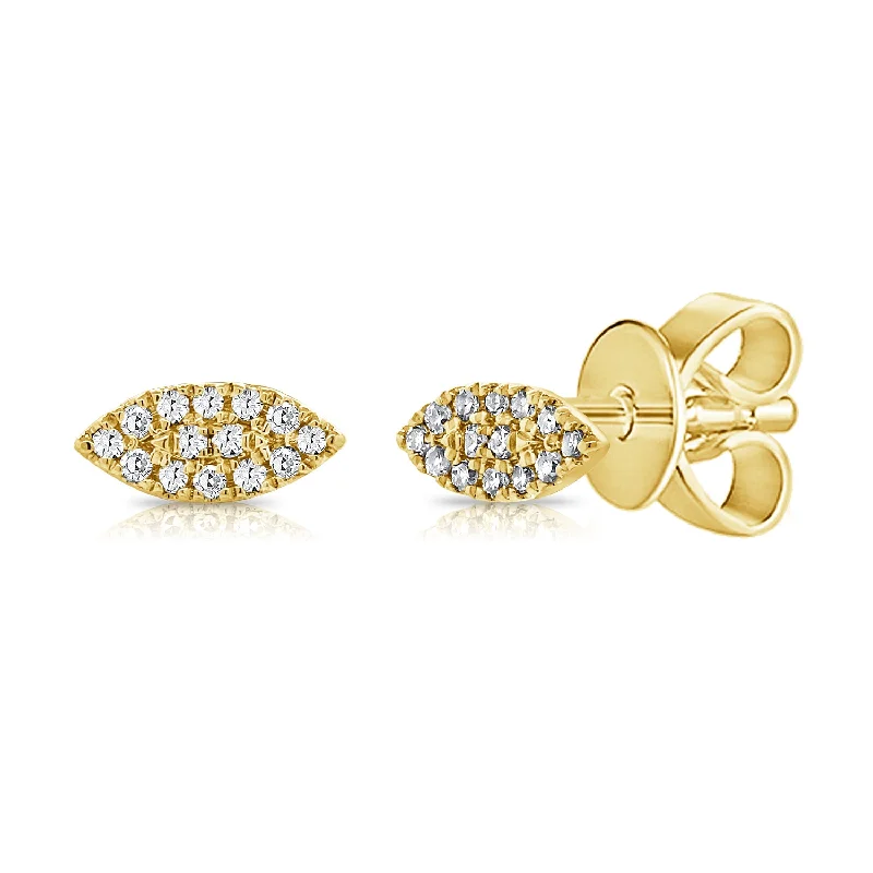 women's ear cuffs -Marquise Shaped Diamond Stud