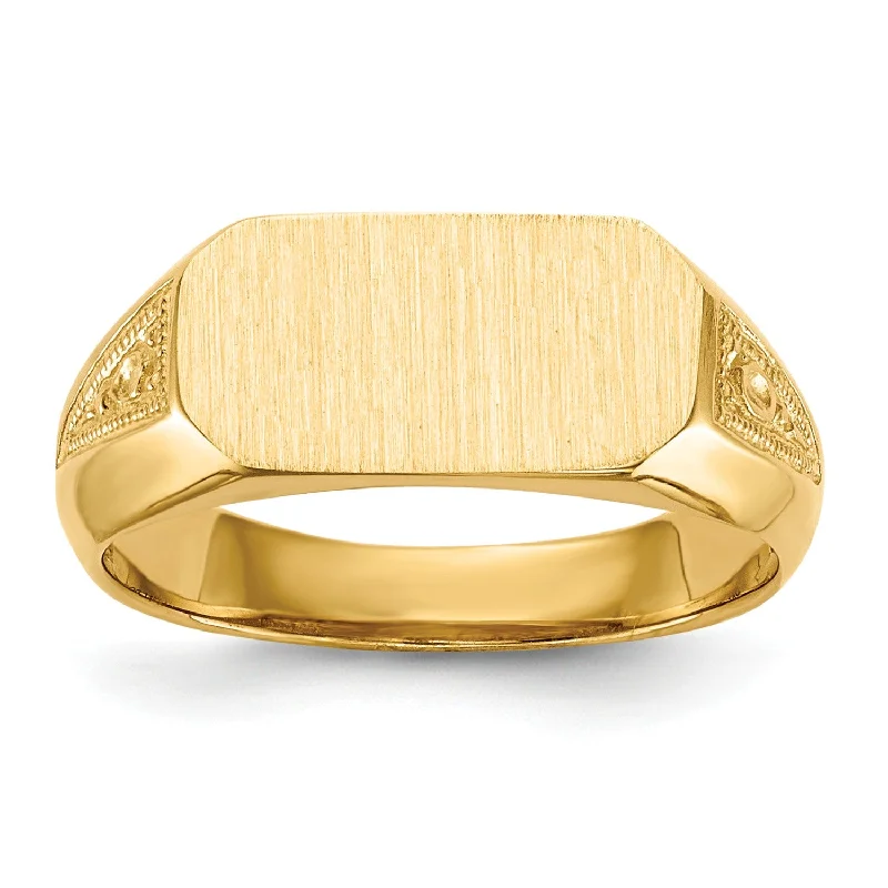 women's engagement ring with minimalistic design -14KT Yellow Gold 6.5X12MM Signet Ring; Size 5