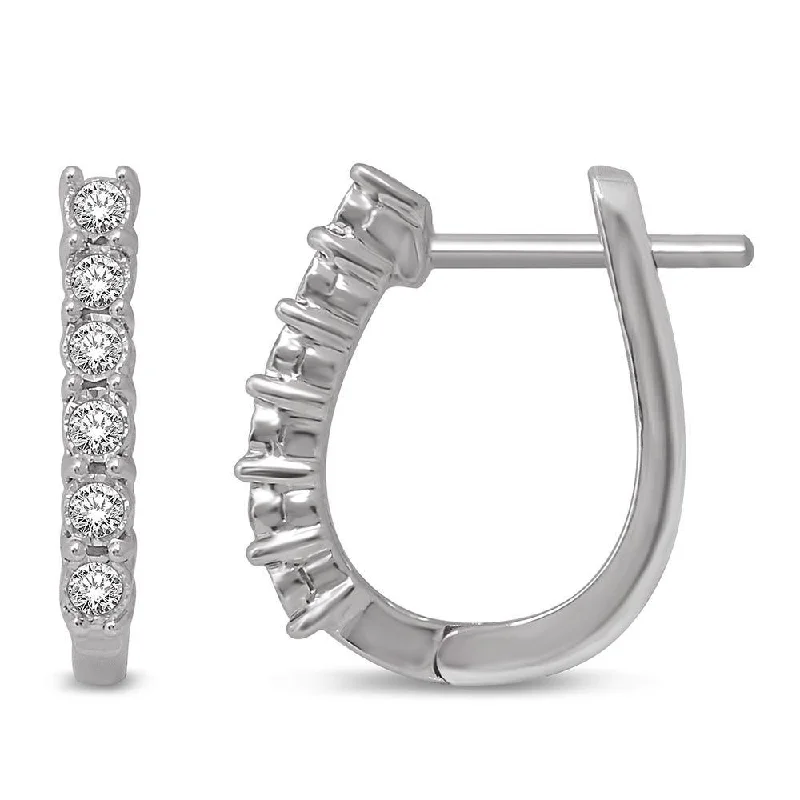 women's crystal stud earrings -14K White Gold Diamond Hoop Earrings