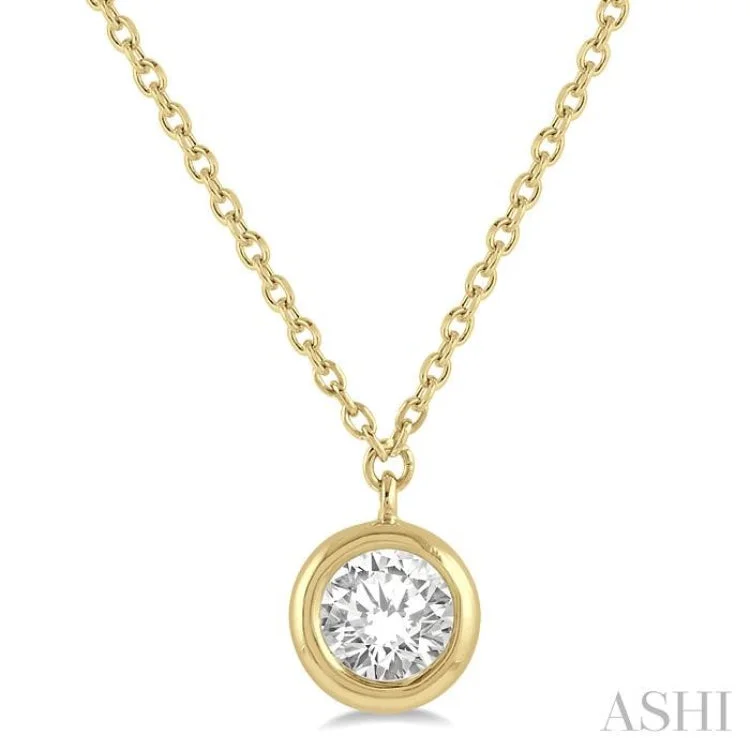 women's layered necklace -3/8 ctw Round Cut Diamond Necklace in 14K Yellow Gold