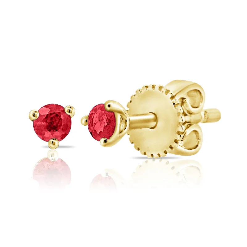 women's flower stud earrings -Ruby Solitaire Stud Earrings from the OKG Collection in 14Kt Gold