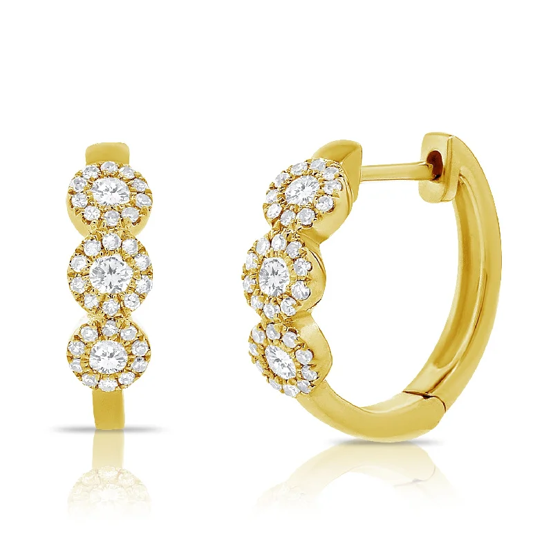 women's vintage hoop earrings -Diamond Illusion set Huggies in 14kt Gold