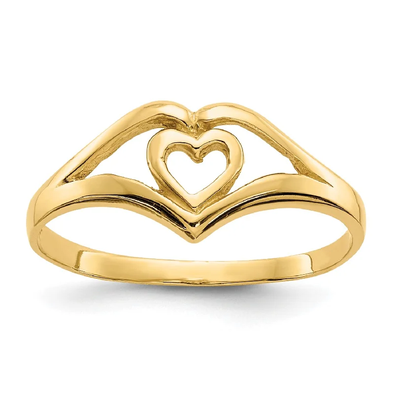 women's engagement ring with platinum band -14KT Yellow Gold Heart Ring; Size 7.5