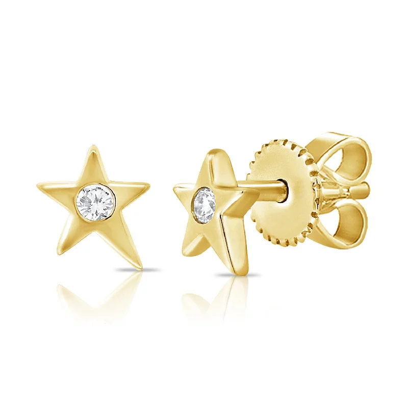 women's emerald earrings -14K Diamond Star Stud Earrings