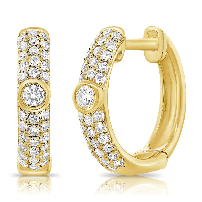 women's crystal earrings -Pavé Diamond Hoop Earrings in 14K Gold