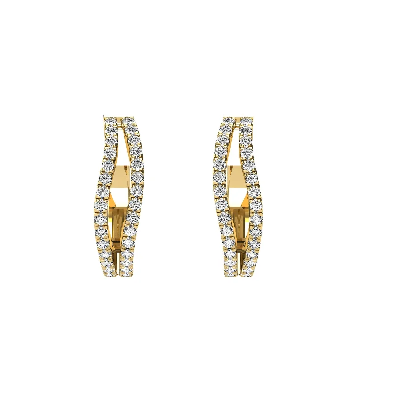 women's small hoop earrings -14K Yellow Gold 1/4 Ct.Tw. Diamond Hoop Earrings