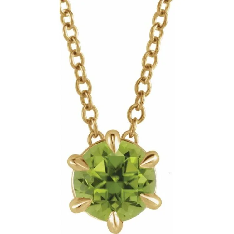 women's gold necklace -14K Yellow 4 mm Natural Peridot Solitaire 16-18" Necklace