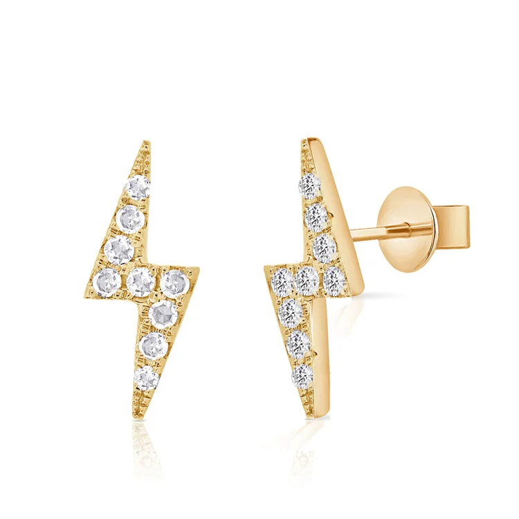 women's diamond dangle earrings -OKGs Collection Diamond Lightning Bolt Stud Earrings