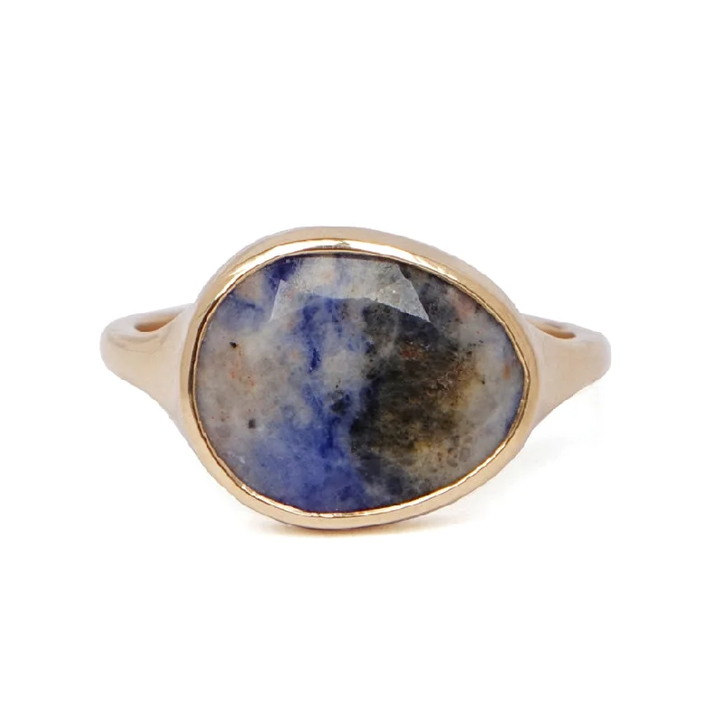 women's engagement ring with sapphire -Freeform Lapis Lazuli Signet Ring