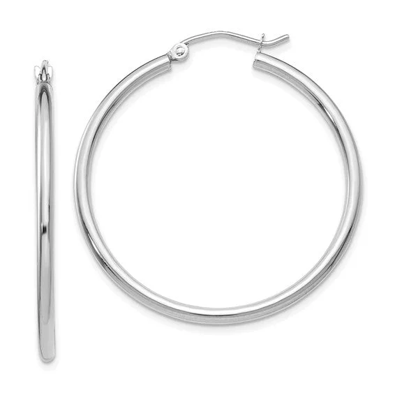 women's silver stud earrings -14K White Gold 1 1/2' Hoop Earrings