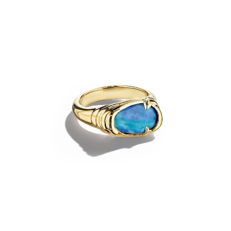 women's engagement ring with custom band -ZoZo Boulder Opal Ring