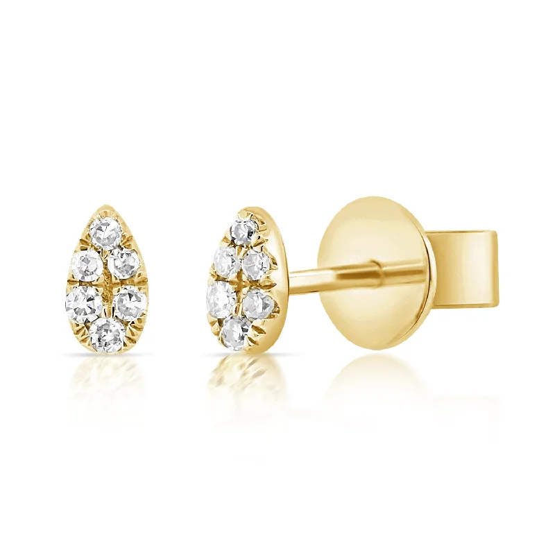 women's emerald earrings -14K Gold Pear Shaped Diamond Stud