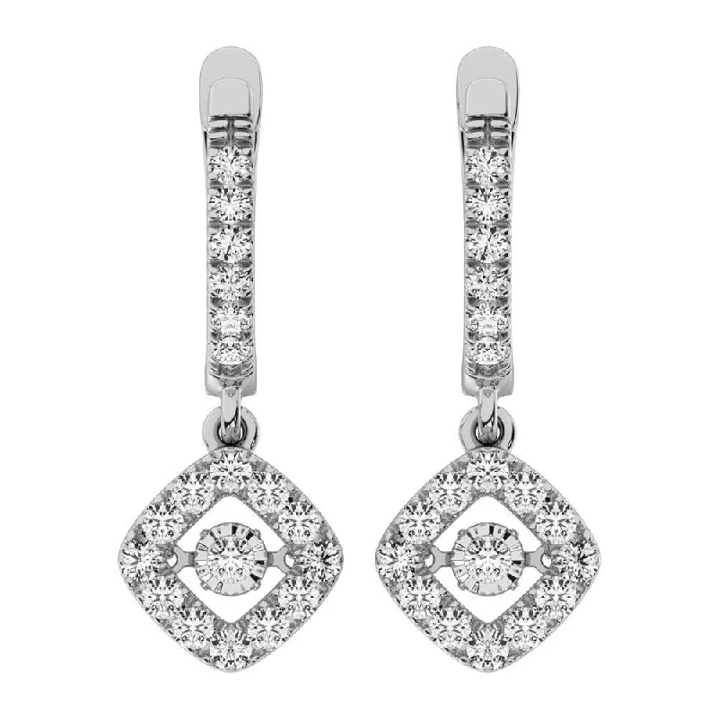 women's twist earrings -Diamond Shimmering Hoop Earrings in 14K White Gold