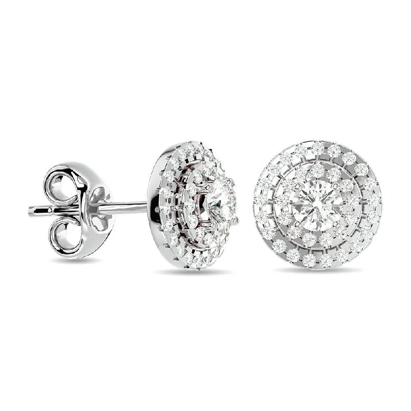 women's vintage earrings -Diamond 5/8 ct tw Round Shape Fashion Earrings in 14K White Gold