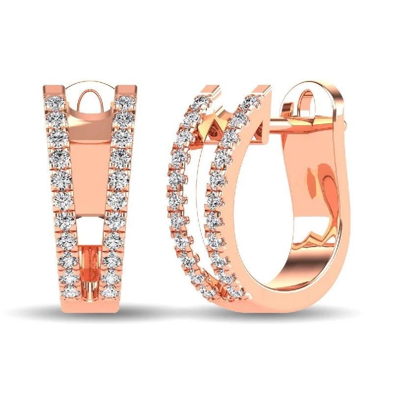 women's fashion earrings -14K Rose Gold 1/4 Ct.Tw. Diamond Huggies Earrings