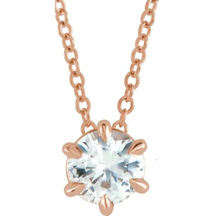 women's unique pendant necklace -14K Rose 1/2 CT Natural Diamond Solitaire 16-18" Necklace