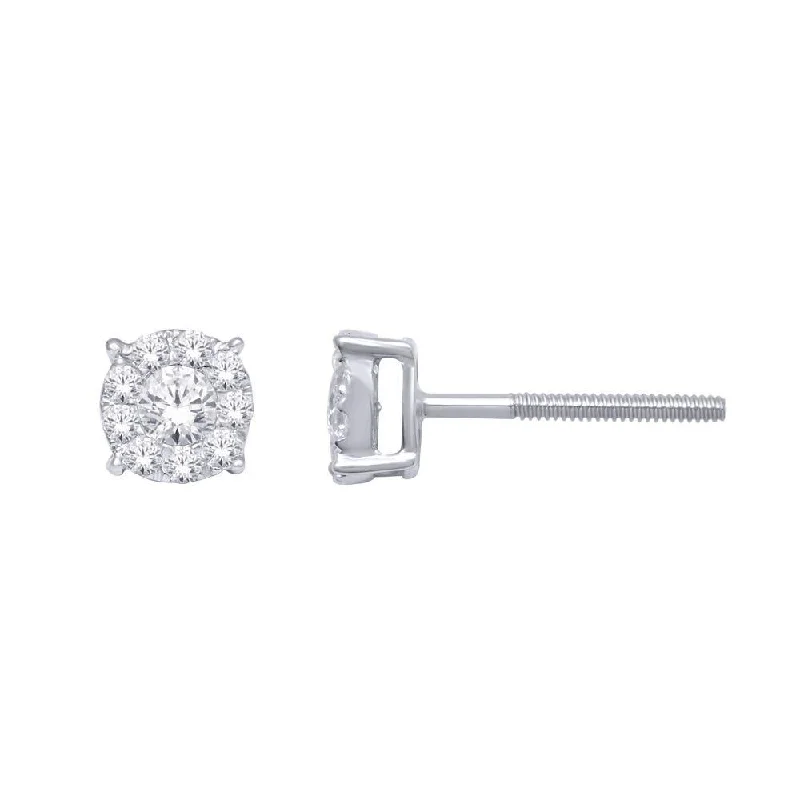 women's zodiac earrings -14K White Gold Diamond Fashion Earrings