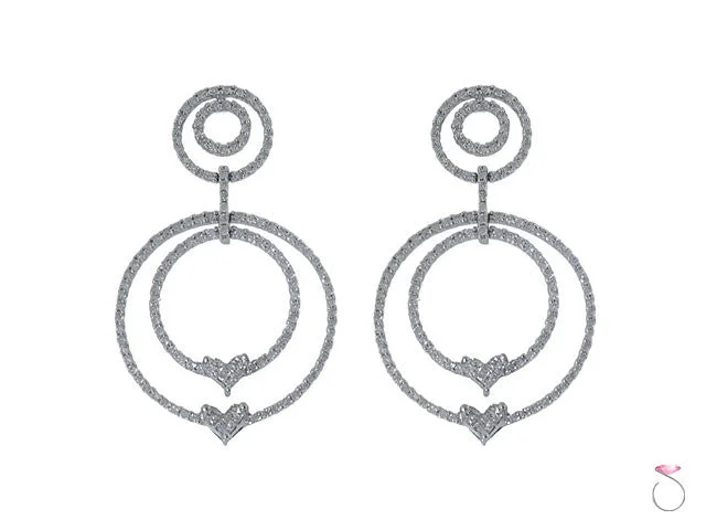 women's custom gemstone earrings -Circle Hearts 2ct Diamond Dangle Earrings in 18K Online Sale