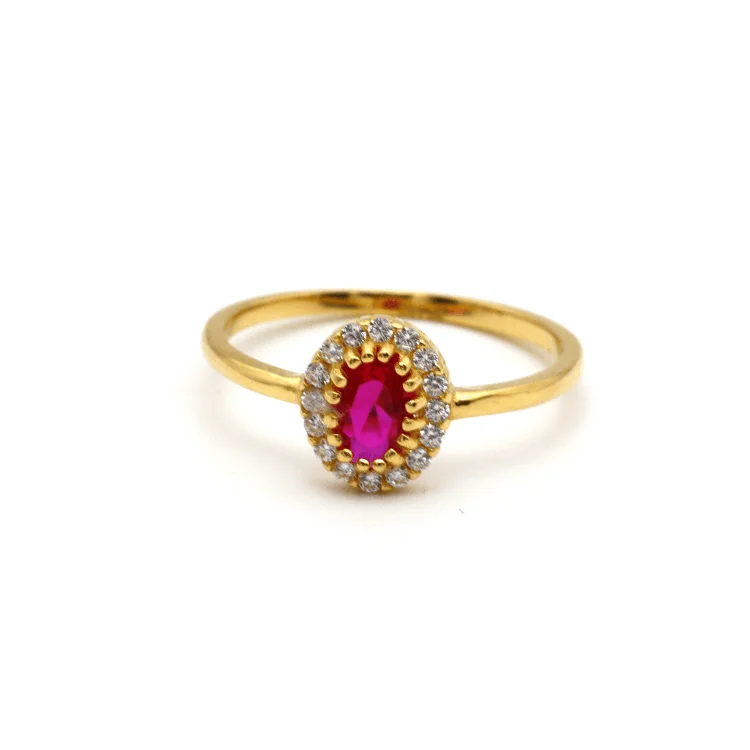 women's engagement ring with stackable design -Real Gold Pink Luxury Stone Ring 0409 (Size 8) R1870