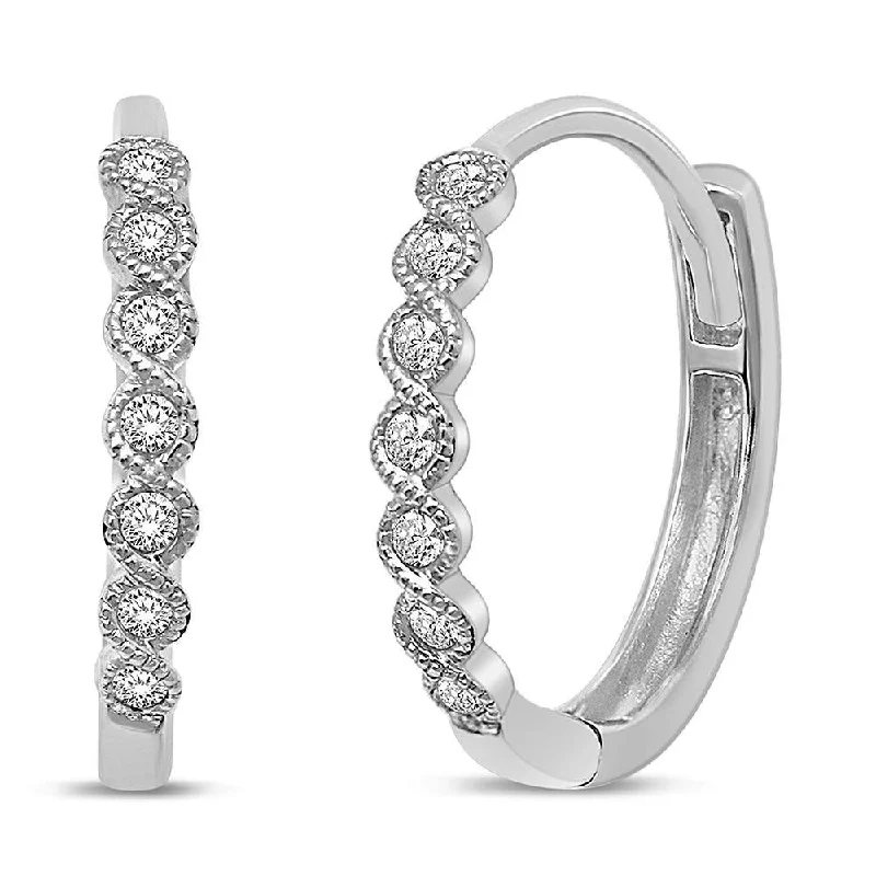 women's minimalist earrings -14K White Gold 1/6 Ct.Tw. Diamond Stackable Earrings