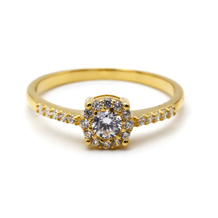 women's engagement ring diamond -Real Gold Exquisite Luxury Solitaire Stone Ring with Regal Design 0377 (SIZE 8) R2531