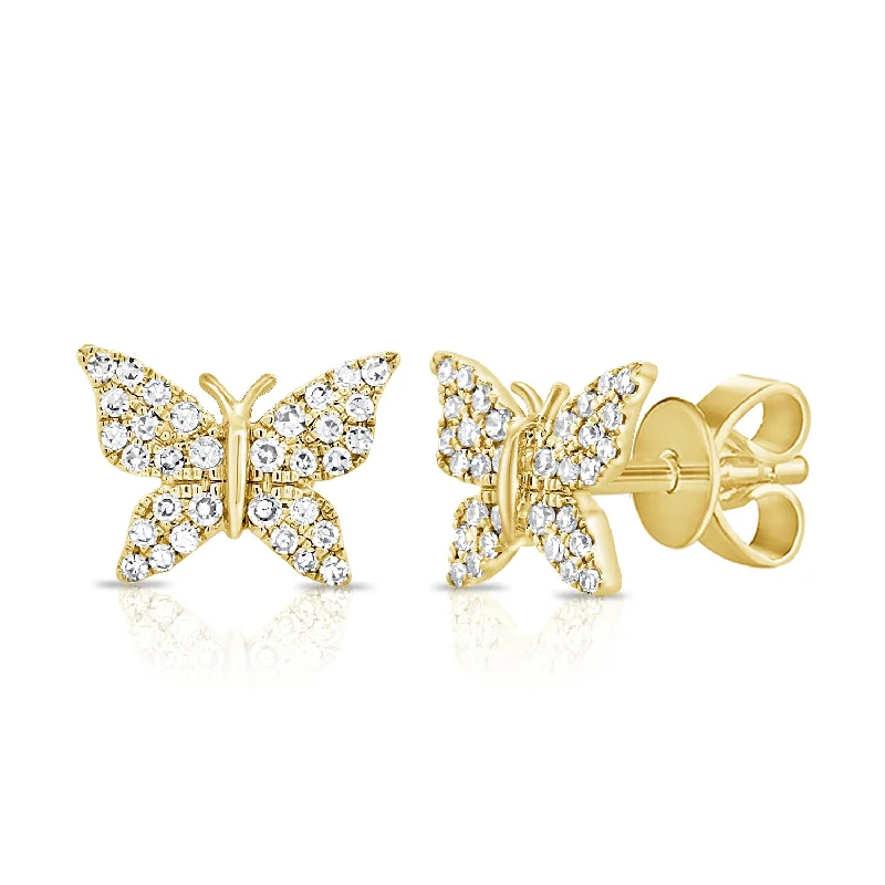 women's chandelier earrings -Butterfly Stud Earrings with Diamonds