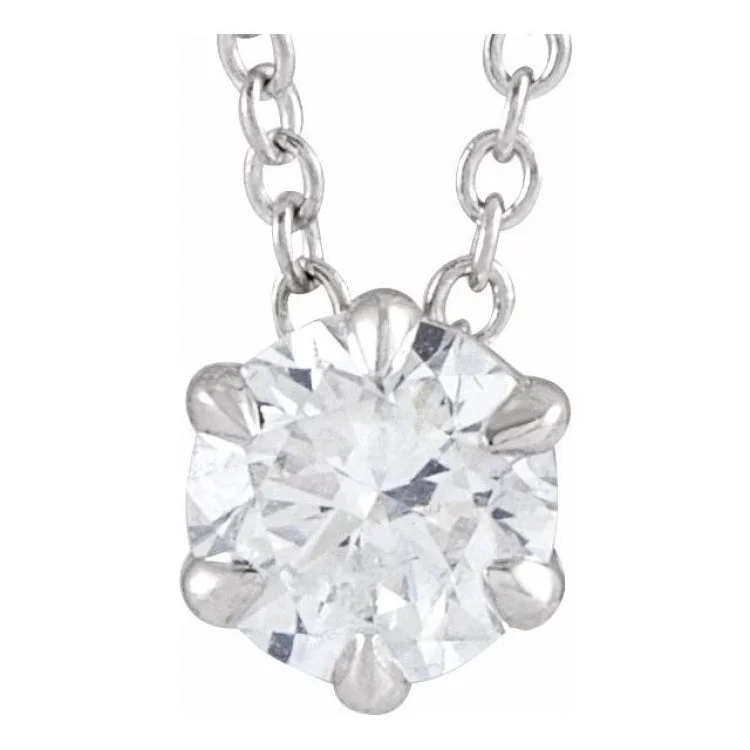 women's heart pendant necklace -14K White 3/8 CT Lab-Grown Diamond Solitaire 16-18" Necklace