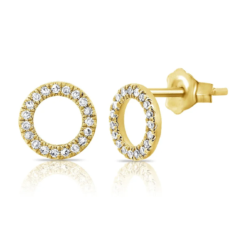 women's textured earrings -Circular Diamond Studs made in 14K Gold