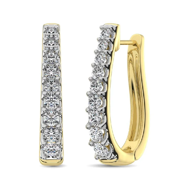 women's infinity earrings -10K Yellow Gold Diamond 1 Ct.Tw. Classic Hoop Earrings