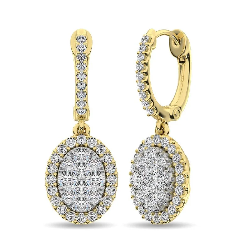 women's pearl drop earrings -14K Yellow Gold Diamond Drop Earrings