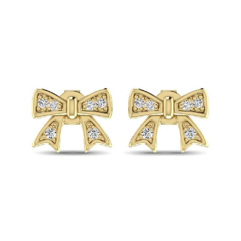 women's geometric earrings -10K Yellow Gold Diamond Accent Bow Earrings