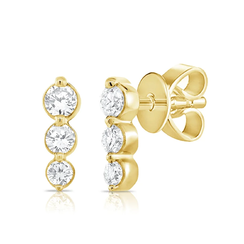 women's pearl stud earrings -Timeless Trio Diamond Earrings in 14K Gold