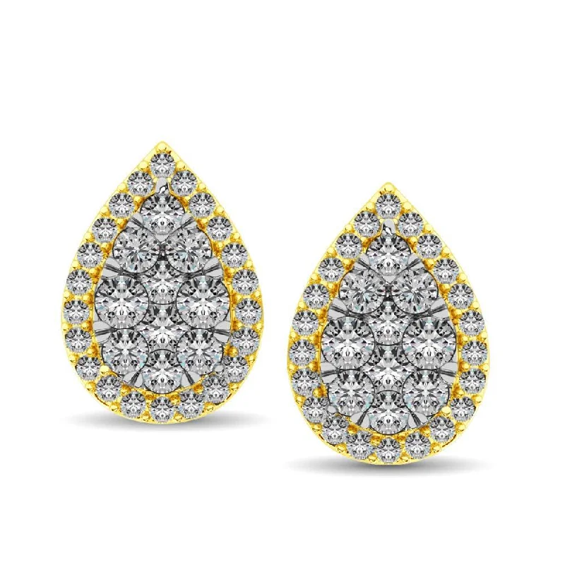 women's small hoop earrings -Diamond 3/4 ct tw Pear Shape Fashion Earrings in 14K Yellow Gold