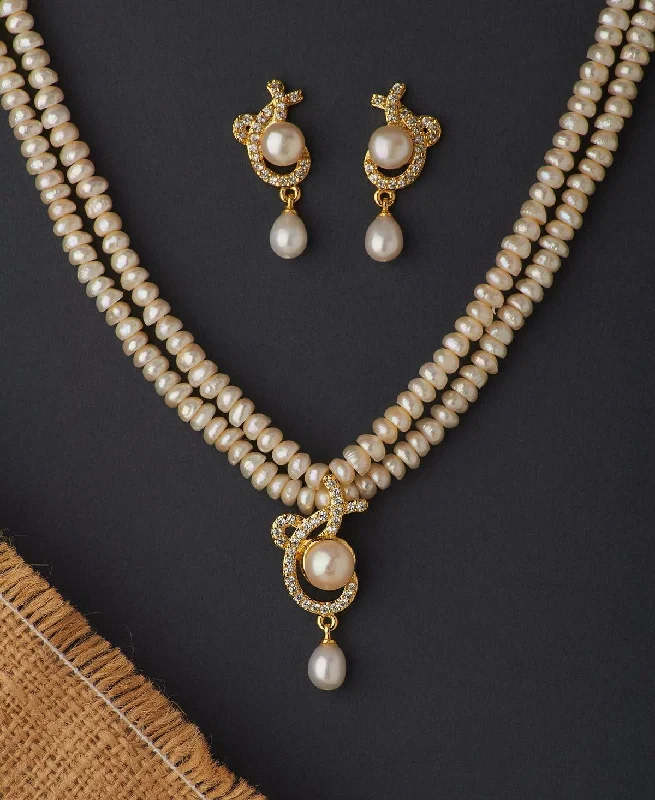 women's fashion necklace -Classy Real Pearl Necklace Set