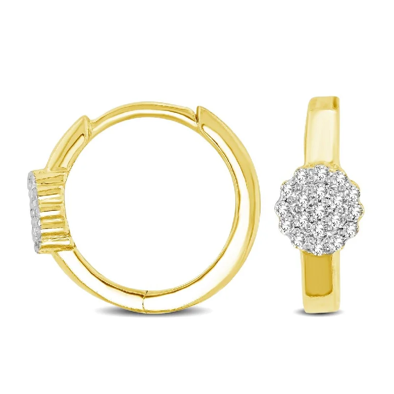 women's birthstone drop earrings -10K Yellow Gold 1/10 Ctw Diamond Hoop Earrings