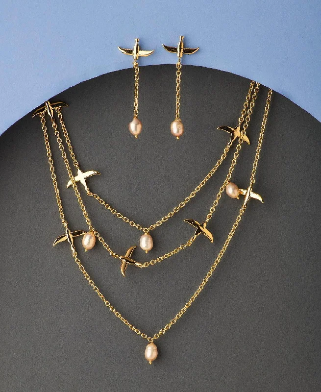 women's delicate necklace -Fasionable Real Pearl Necklace Set