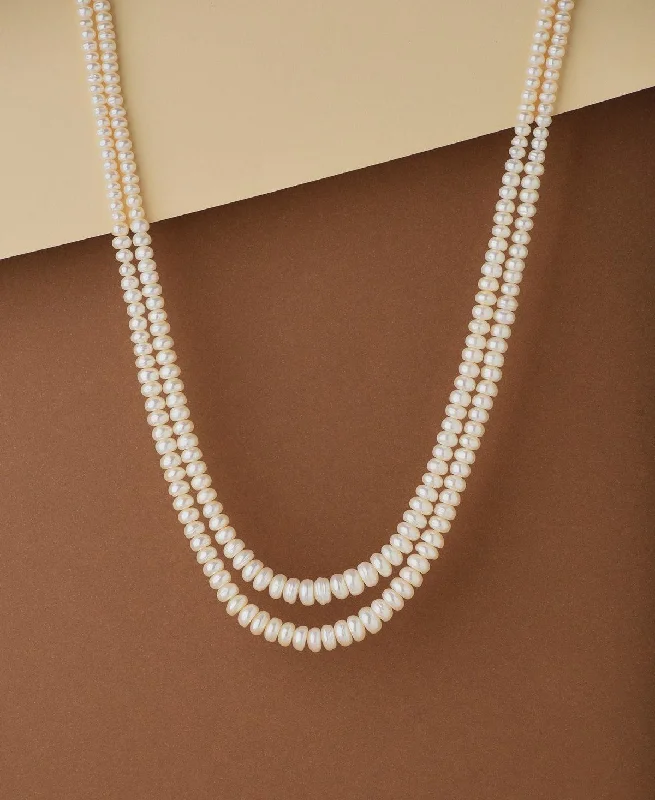 women's birthstone necklace -Elegant 2 line Pearl Necklace