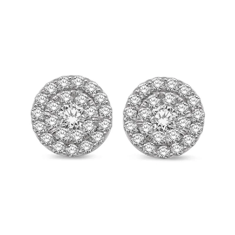 women's designer earrings -14K White Gold Invisible Diamond Fashion Earrings