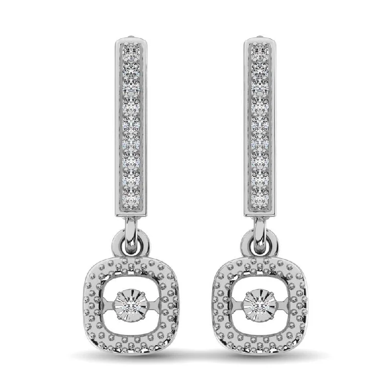 women's sun earrings -Sterling Silver 1/20 Ct.Tw. Moving Diamond Danglers Earrings