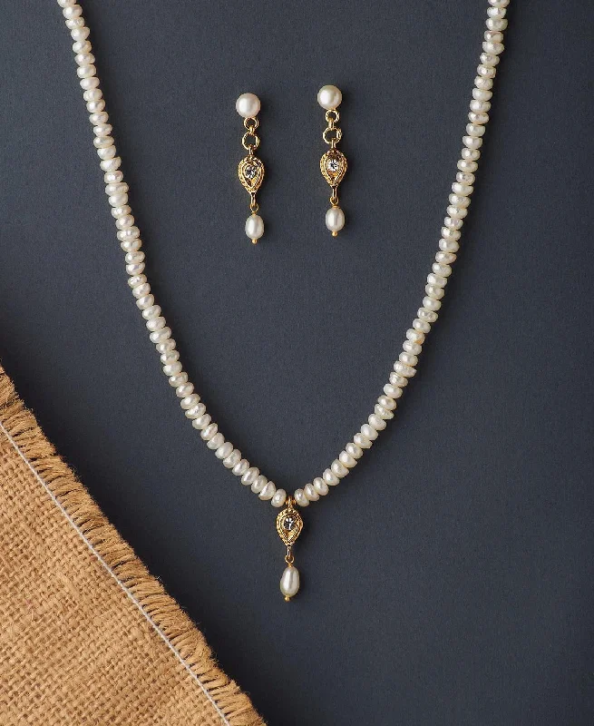 women's diamond heart necklace -Elegant Real Pearl Necklace Set