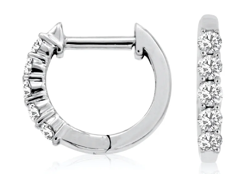 women's crystal drop earrings -White Gold Diamond Hoops (0.25 Carat Stones)