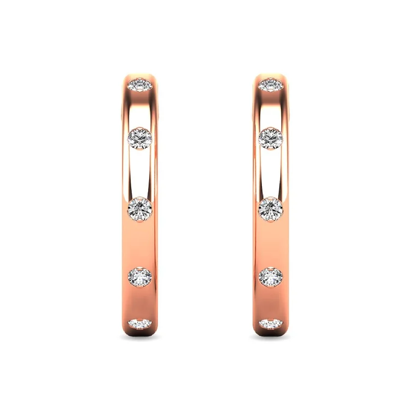 women's sun earrings -Diamond 1/10 ct tw Hoop Earrings in 10K Rose Gold