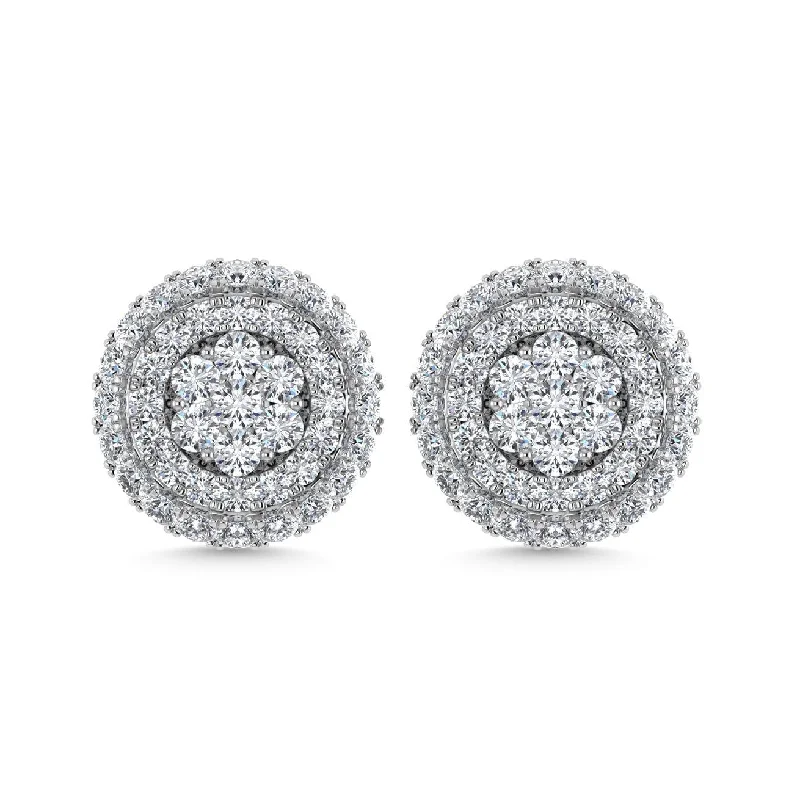 women's infinity earrings -Diamond 5/8 Ct.Tw. Cluster Fashion Earrings in 14K White Gold