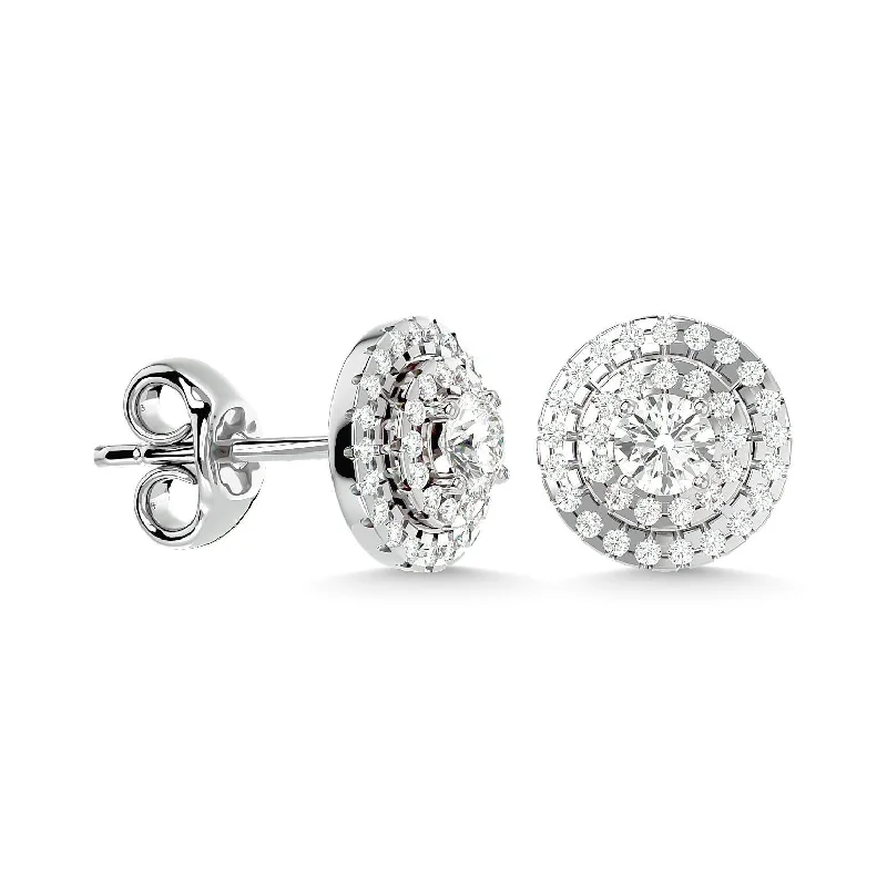 women's gemstone earrings -Diamond 9/10 ct tw Fashion Earrings in 14K White Gold