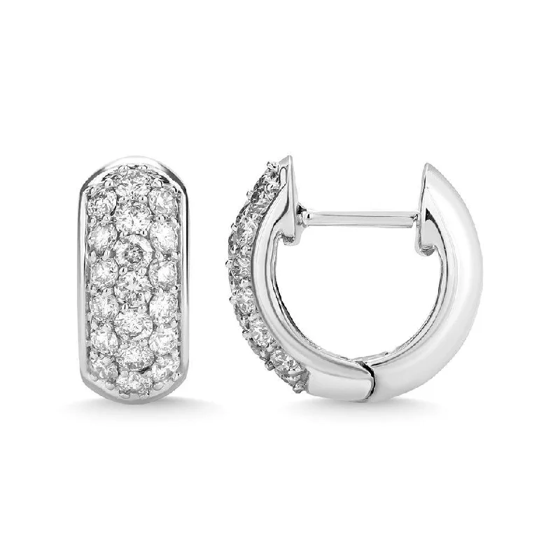 women's tribal earrings -Diamond Hoop Earrings in 14K White Gold