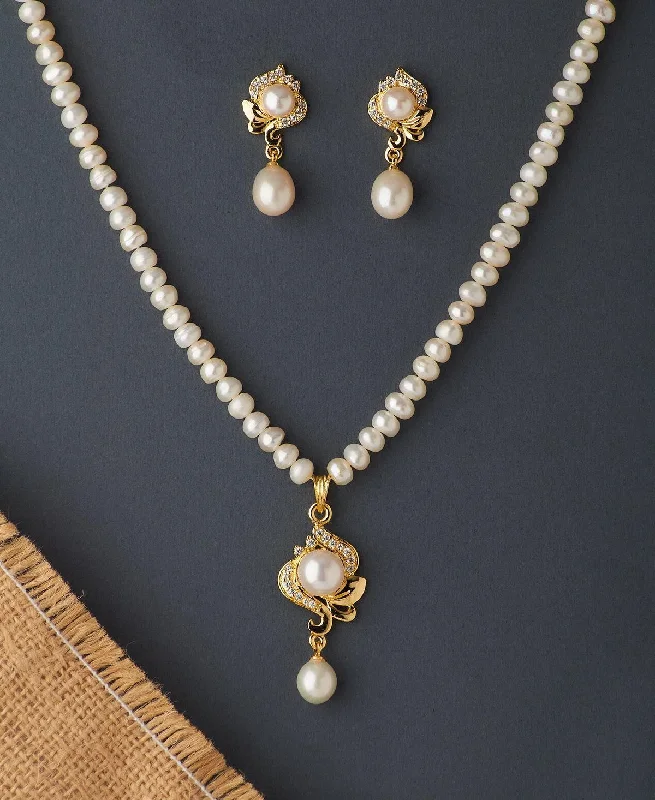 women's beaded necklace -Elegant Real Pearl Necklace Set