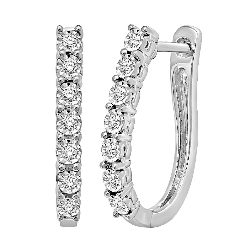 women's designer earrings -10K White Gold 1/10 Ct.Tw.Diamond Hoop Earrings