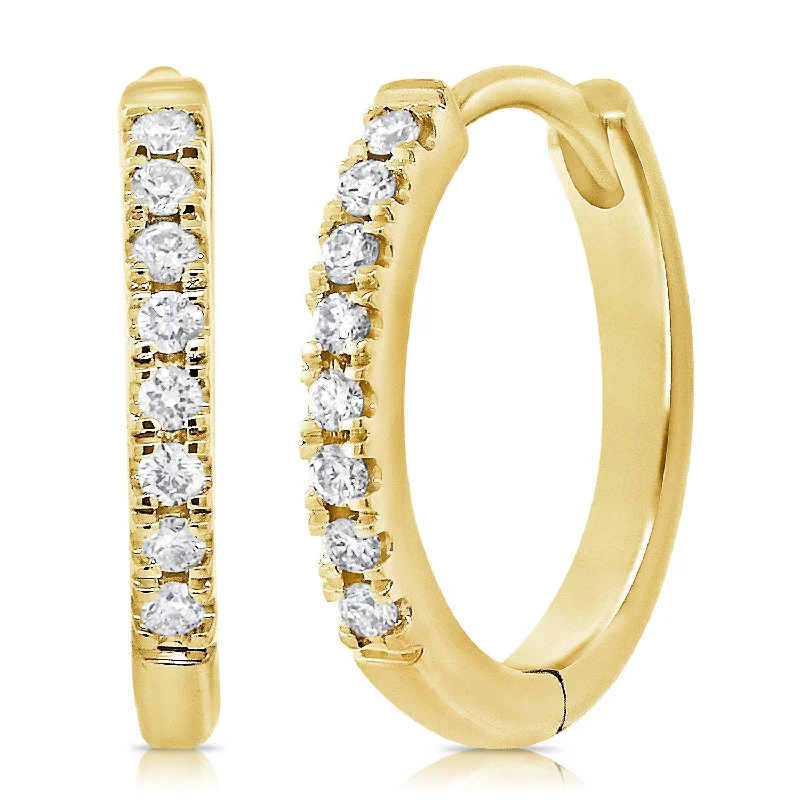 women's statement drop earrings -OKGs Collection 14K Gold Diamond Huggie